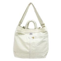 ◆◆ PORTER ポーター 2WAYバッグ MILE トートバッグ ショルダーバッグ ナイロン ヨゴレ有 アイボリー Bランク