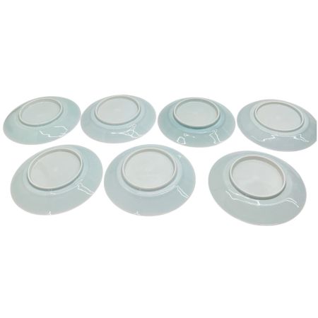   塚本快示 皿7枚セット 青白磁 柄違い 箱ナシ 快山窯 人間国宝 テーブルウェア 和食器