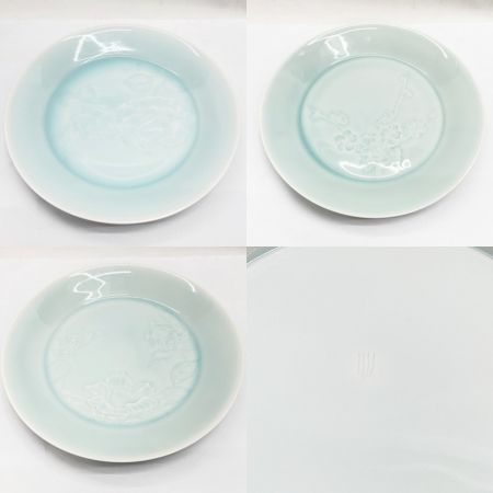   塚本快示 皿7枚セット 青白磁 柄違い 箱ナシ 快山窯 人間国宝 テーブルウェア 和食器