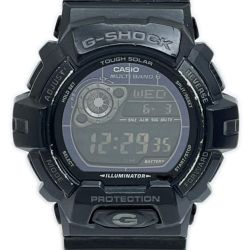 ◆◆ CASIO カシオ 腕時計 電波ソーラー G-SHOCK 本体のみ ラバー ブラック ベルトダメージ有 GW-8900A Cランク