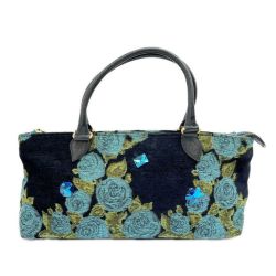◆◆ Think Bee シンクビー ハンドバッグ 薔薇 バラ レディース ブルー×ブラック Bランク