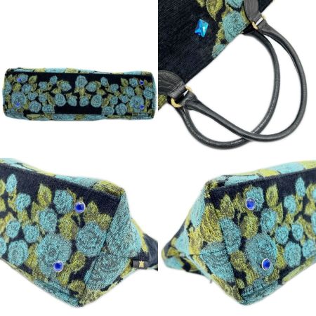  Think Bee シンクビー ハンドバッグ 薔薇 バラ レディース ブルー×ブラック