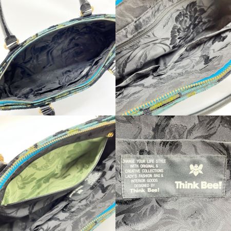  Think Bee シンクビー ハンドバッグ 薔薇 バラ レディース ブルー×ブラック