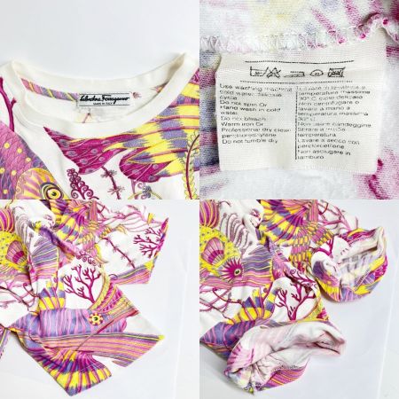  Salvatore Ferragamo サルヴァトーレフェラガモ Tシャツ ピンクサンゴ レディース ホワイト