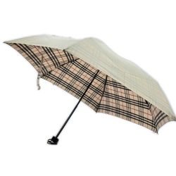 ◆◆ BURBERRY バーバリー 折り畳み傘 チェック柄 ファッション小物 服飾雑貨 ベージュ Bランク