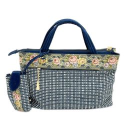 ◆◆ Think Bee シンクビー トートバッグ ハンドバッグ ポーチ付 レディース  ネイビー Bランク