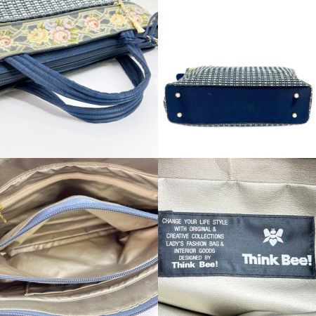  Think Bee シンクビー トートバッグ ハンドバッグ ポーチ付 レディース  ネイビー