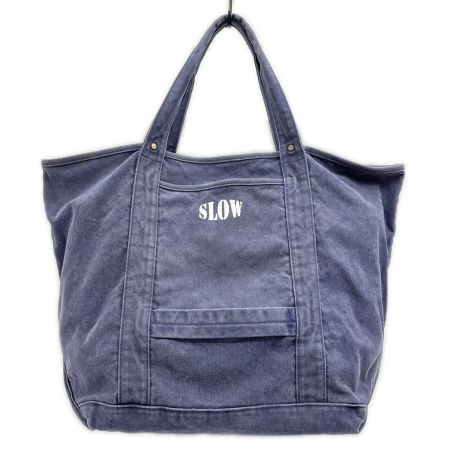  SLOW スロウ トートバッグ ハンドバッグ カバン 鞄 布袋付 ネイビー