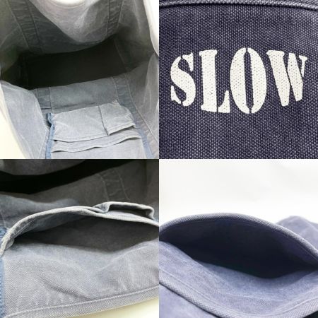  SLOW スロウ トートバッグ ハンドバッグ カバン 鞄 布袋付 ネイビー