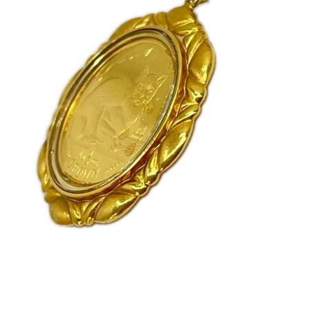   マン島キャットエリザベス24Kコイン/ペンダントトップK18 総重量18.6g(カバー含む)