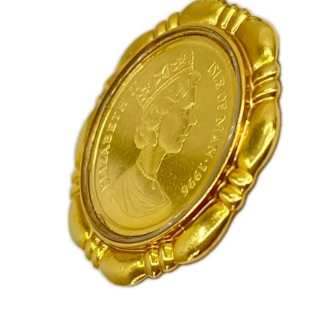   マン島キャットエリザベス24Kコイン/ペンダントトップK18 総重量18.6g(カバー含む)