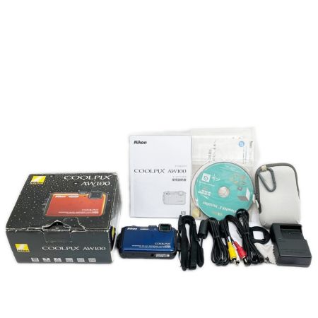  Nikon ニコン コンパクトデジタルカメラ 取説・充電器・箱付 COOLPIX AW100 ブルー