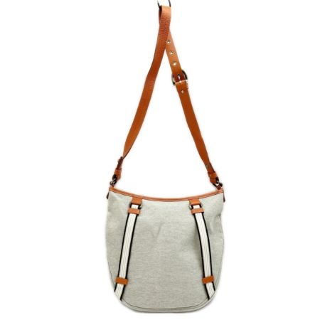  BURBERRY BLUE LABEL バーバリーブルーレーベル ショルダーバッグ ホース刺繍 テラコッタ 斜め掛け キャンバス レザー グレー