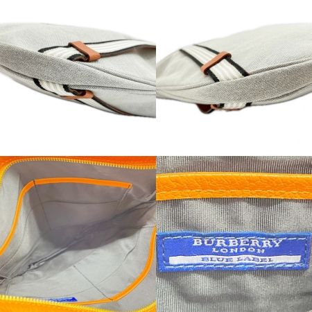  BURBERRY BLUE LABEL バーバリーブルーレーベル ショルダーバッグ ホース刺繍 テラコッタ 斜め掛け キャンバス レザー グレー