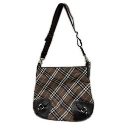 ◆◆ BURBERRY BLUE LABEL バーバリーブルーレーベル ショルダーバッグ ノバチェック ナイロン ブラウン Bランク