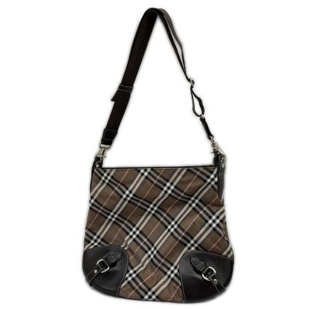  BURBERRY BLUE LABEL バーバリーブルーレーベル ショルダーバッグ ノバチェック ナイロン ブラウン