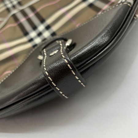  BURBERRY BLUE LABEL バーバリーブルーレーベル ショルダーバッグ ノバチェック ナイロン ブラウン