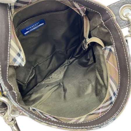  BURBERRY BLUE LABEL バーバリーブルーレーベル ショルダーバッグ ノバチェック ナイロン ブラウン
