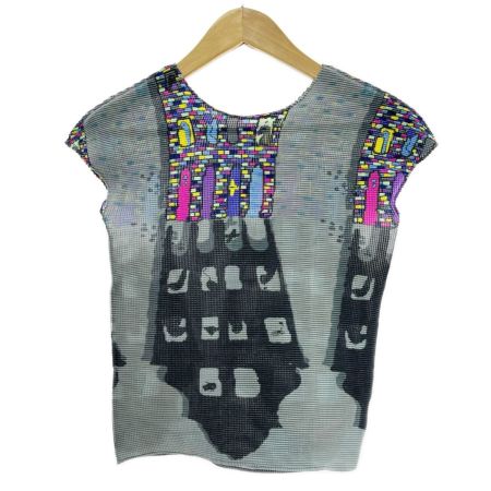  ISSEY MIYAKE me カットソー size2 カラフルペイント風 レディース ミセス M193FK197 グレー