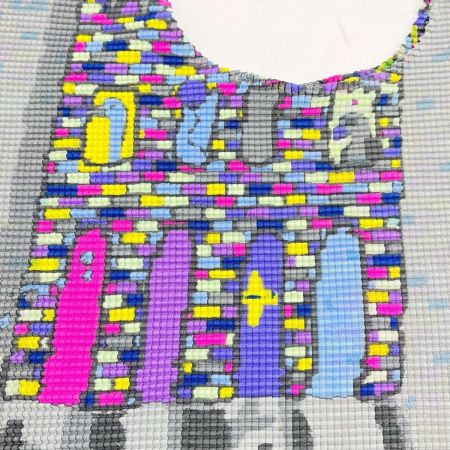  ISSEY MIYAKE me カットソー size2 カラフルペイント風 レディース ミセス M193FK197 グレー