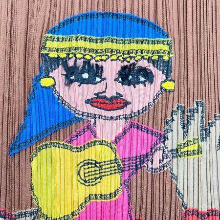  ISSEY MIYAKE イッセイミヤケ PLEATSPLEASE カットソー アニマルウクレレガール サイズ3 PP03-JK841 ブラウン