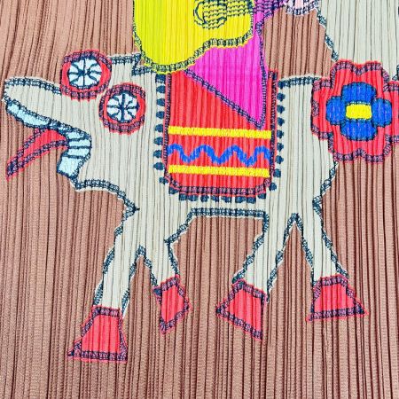  ISSEY MIYAKE イッセイミヤケ PLEATSPLEASE カットソー アニマルウクレレガール サイズ3 PP03-JK841 ブラウン