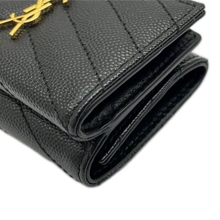  SAINT LAURENT(Yves Saint Laurent) オリガミ タイニーウォレット 3つ折り財布  668274 キャビアスキン ブラック