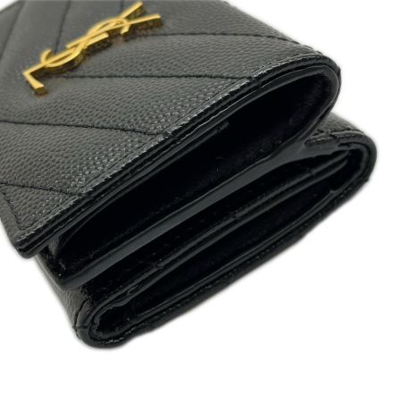  SAINT LAURENT(Yves Saint Laurent) オリガミ タイニーウォレット 3つ折り財布  668274 キャビアスキン ブラック