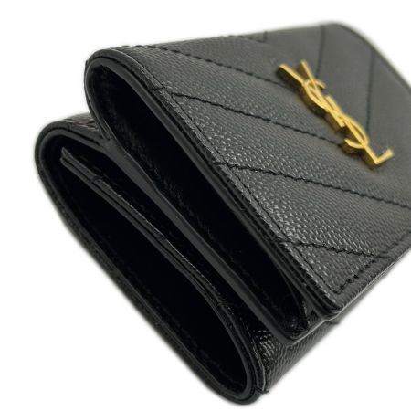  SAINT LAURENT(Yves Saint Laurent) オリガミ タイニーウォレット 3つ折り財布  668274 キャビアスキン ブラック