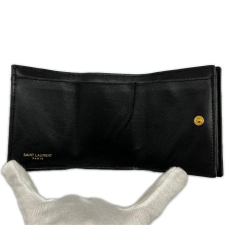  SAINT LAURENT(Yves Saint Laurent) オリガミ タイニーウォレット 3つ折り財布  668274 キャビアスキン ブラック