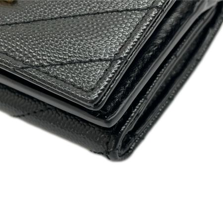  SAINT LAURENT(Yves Saint Laurent) オリガミ タイニーウォレット 3つ折り財布  668274 キャビアスキン ブラック