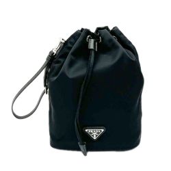 ◆◆ PRADA プラダ 巾着バッグ ナイロン カバン ポーチ レディース 黒 ブラック Bランク