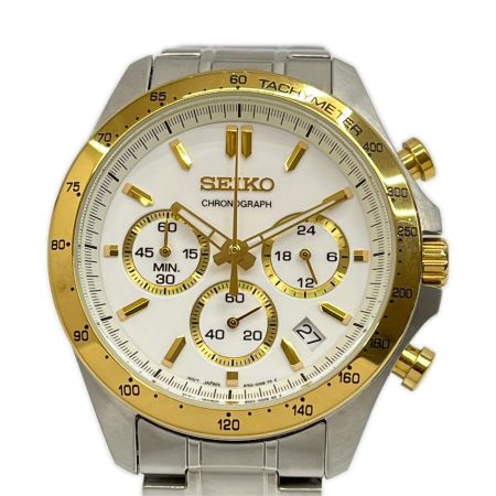  SEIKO セイコー クォーツ腕時計 クロノグラフ ステンレススチール 8T63-00D0 ホワイト