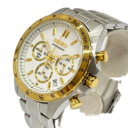  SEIKO セイコー クォーツ腕時計 クロノグラフ ステンレススチール 8T63-00D0 ホワイト
