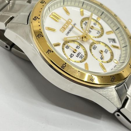  SEIKO セイコー クォーツ腕時計 クロノグラフ ステンレススチール 8T63-00D0 ホワイト