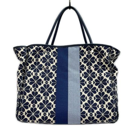  Kate Spade NEW YORK ケイトスペード フラワージャガード トートバッグ インポーチ付 S338 ネイビー