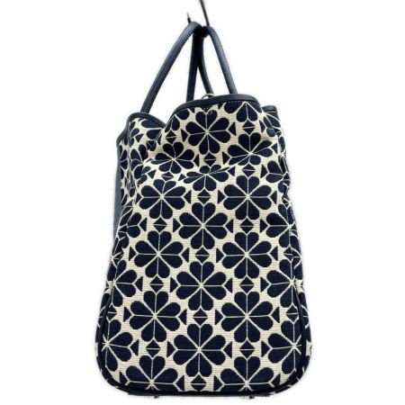  Kate Spade NEW YORK ケイトスペード フラワージャガード トートバッグ インポーチ付 S338 ネイビー