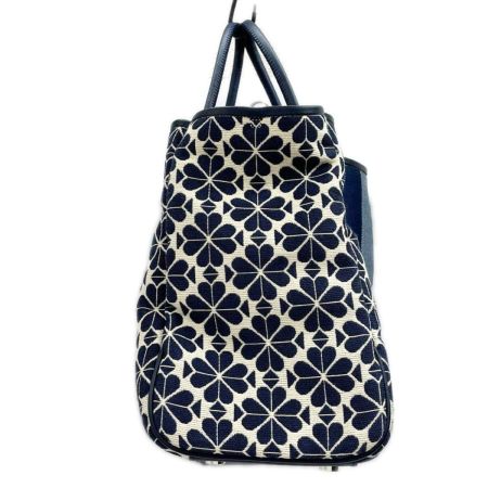  Kate Spade NEW YORK ケイトスペード フラワージャガード トートバッグ インポーチ付 S338 ネイビー