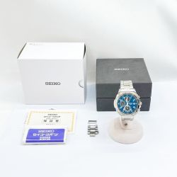 ◆◆ SEIKO セイコー 腕時計 クロノグラフ ブルー R8.5月電池交換済 クロノ針1秒ズレ有 箱・取説・コマ付 SDN193P Bランク