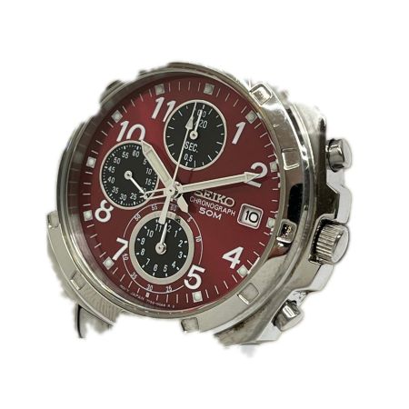  SEIKO セイコー クォーツ 腕時計 クロノグラフ SND495PC シルバー/レッド