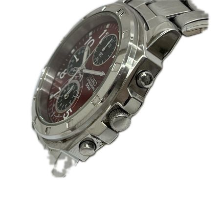  SEIKO セイコー クォーツ 腕時計 クロノグラフ SND495PC シルバー/レッド