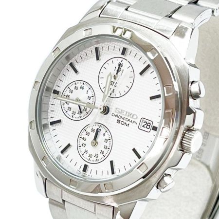  SEIKO セイコー 腕時計 クロノグラフ クォーツ 箱・取説付 R8.5月電池交換済み クロノ針ズレ有 SND187P