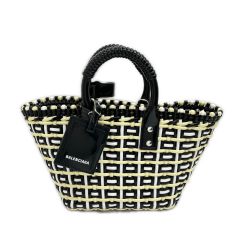  BALENCIAGA バレンシアガ ハンドバッグ ビストロバスケットXS  671341 ブラック×ホワイト×黄色 Bランク