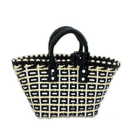  BALENCIAGA バレンシアガ ハンドバッグ ビストロバスケットXS  671341 ブラック×ホワイト×黄色