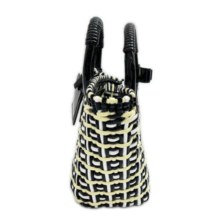 BALENCIAGA バレンシアガ ハンドバッグ ビストロバスケットXS  671341 ブラック×ホワイト×黄色
