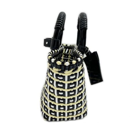  BALENCIAGA バレンシアガ ハンドバッグ ビストロバスケットXS  671341 ブラック×ホワイト×黄色