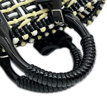  BALENCIAGA バレンシアガ ハンドバッグ ビストロバスケットXS  671341 ブラック×ホワイト×黄色