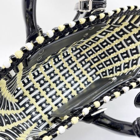  BALENCIAGA バレンシアガ ハンドバッグ ビストロバスケットXS  671341 ブラック×ホワイト×黄色