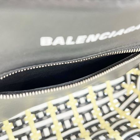  BALENCIAGA バレンシアガ ハンドバッグ ビストロバスケットXS  671341 ブラック×ホワイト×黄色