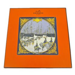 HERMES エルメス スカーフ 馬 海と騎兵隊 シルク100% 青系 Aランク
